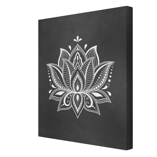 Obraz mandala Lotus Ilustracja biała czarna