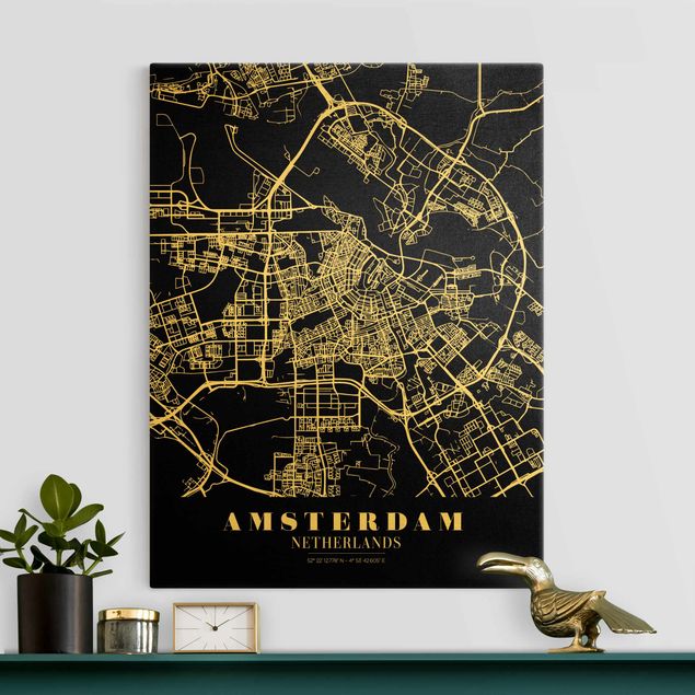 Dekoracja do kuchni City Map Amsterdam - Klasyczna Black