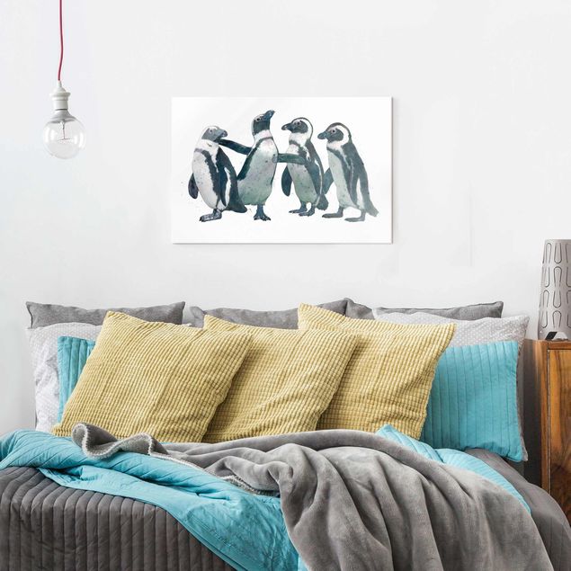 Dekoracja do kuchni Ilustracja pingwinów czarno-biały Akwarela
