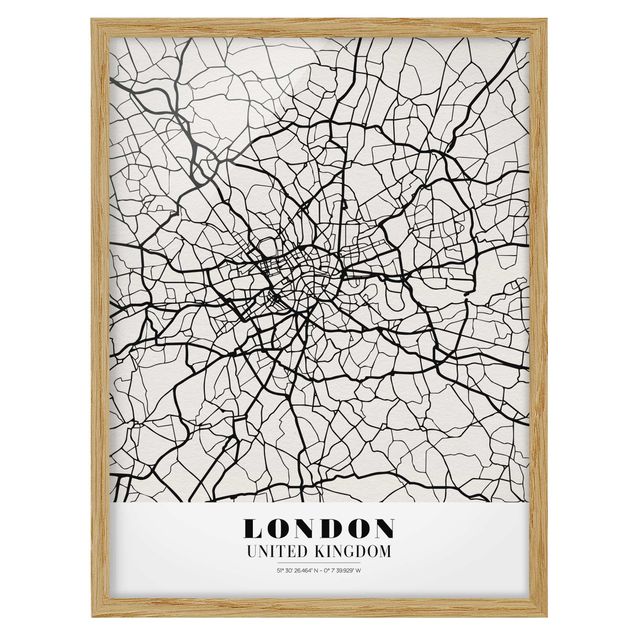 Obrazy w ramie do łazienki City Map London - Klasyczna