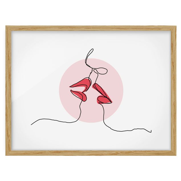 Obrazy w ramie do kuchni Line Art Lips Kiss