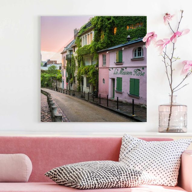 Obrazy na szkle architektura i horyzont Różowy zmierzch w Paryżu
