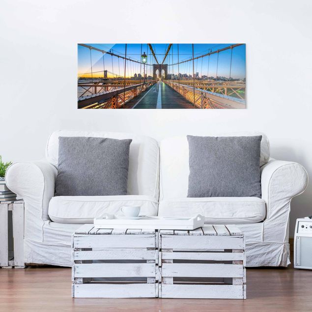 Obrazy na szkle Nowy Jork Poranny widok z mostu brooklyńskiego