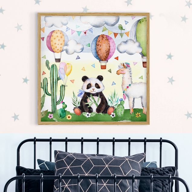 Pokój niemowlęcy i dziecięcy  Panda i lama Akwarela