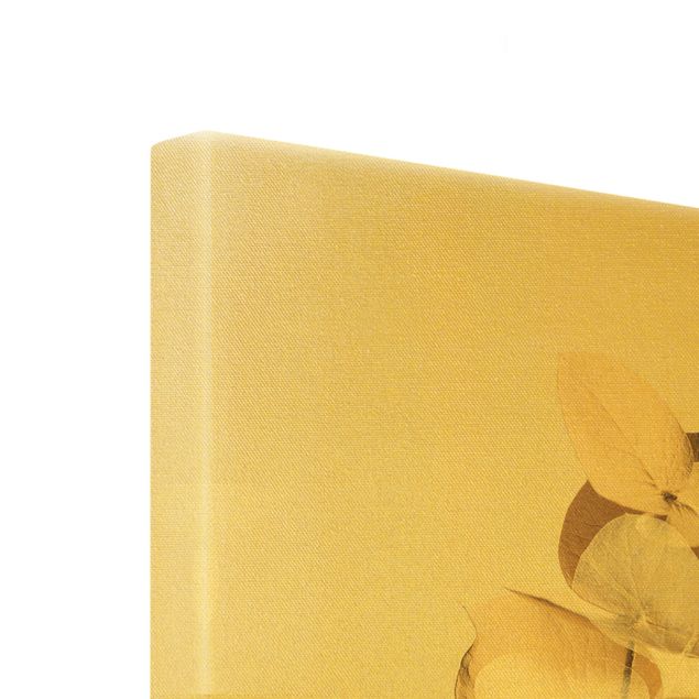 Złoty obraz na płótnie - Złote gałązki eukaliptusa z białym II