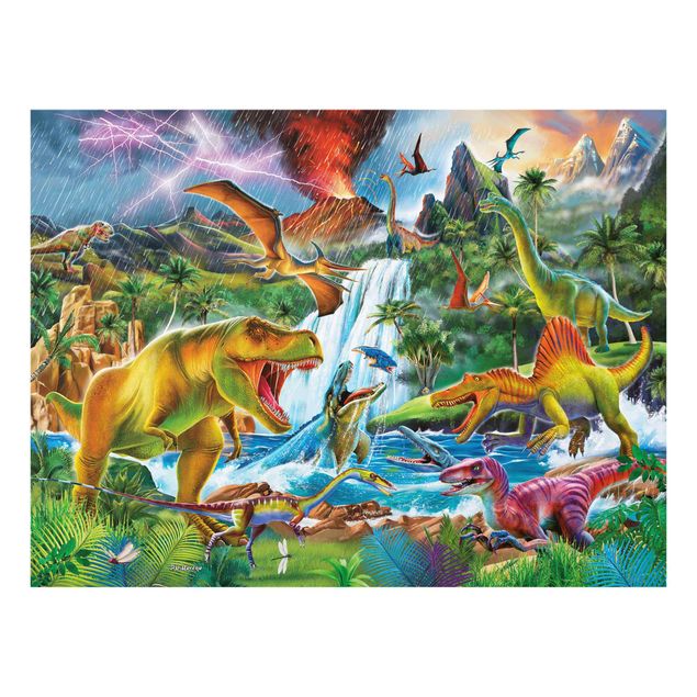 Nowoczesne obrazy Dinozaury w czasie pierwotnej burzy