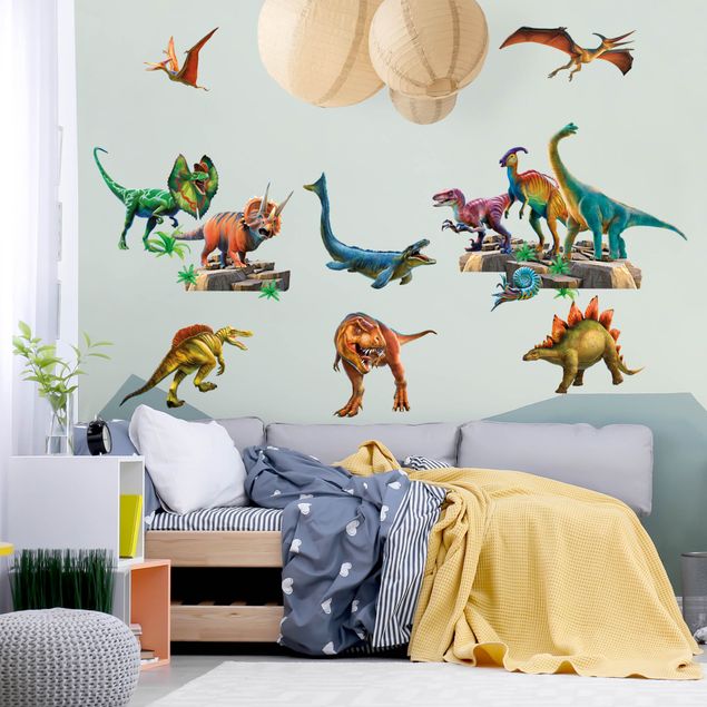 Naklejki na ścianę zwierzęta Mega zestaw dinozaurów