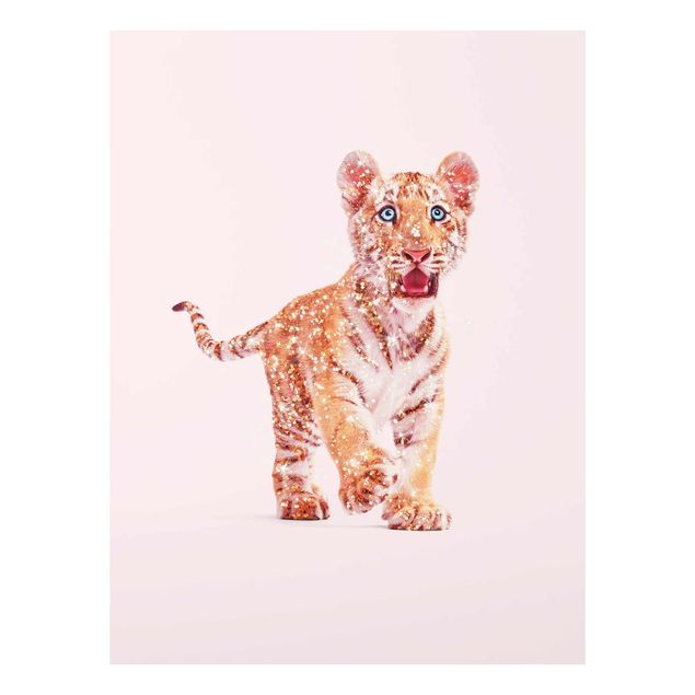 Obrazy na szkle zwierzęta Tygrys z brokatem