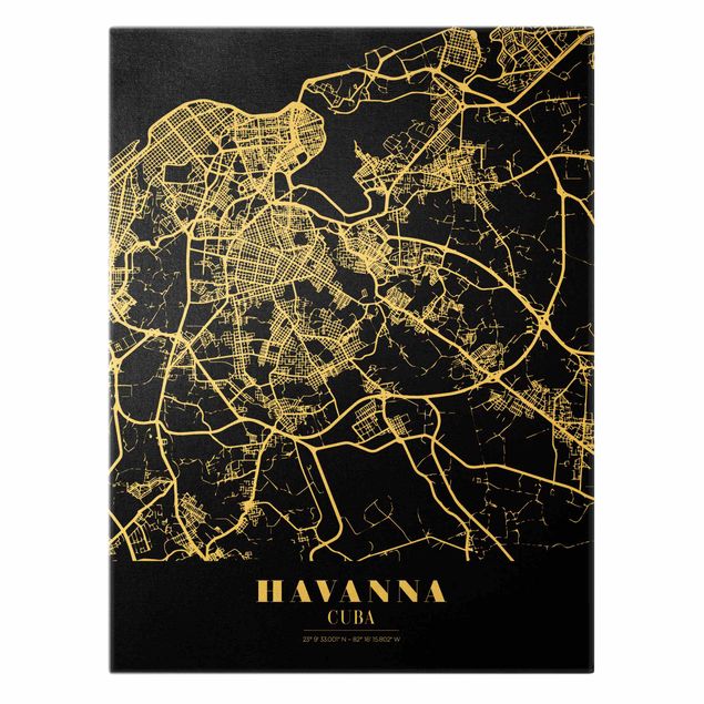 Obrazy mapy Mapa miasta Havana - Klasyczna czerń
