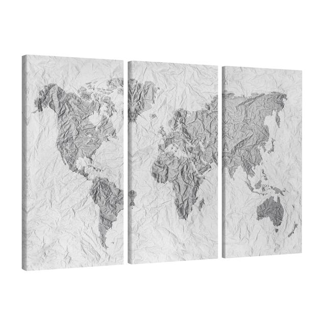 Obrazy góry Papierowa mapa świata biała szara