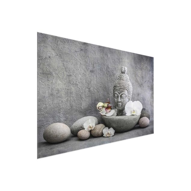 Obrazy na szkle duchowość Budda Zen, orchidee i kamienie