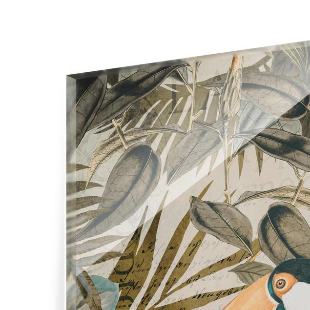 Obrazy retro Kolaże w stylu vintage - Tukan w dżungli