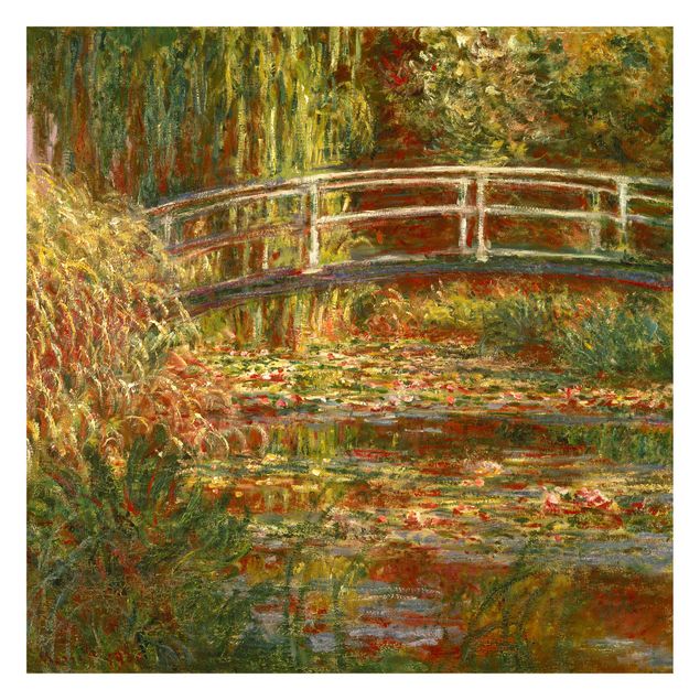 Tapety na ściany Claude Monet - Staw z liliami wodnymi i japoński mostek (Harmonia w różu)