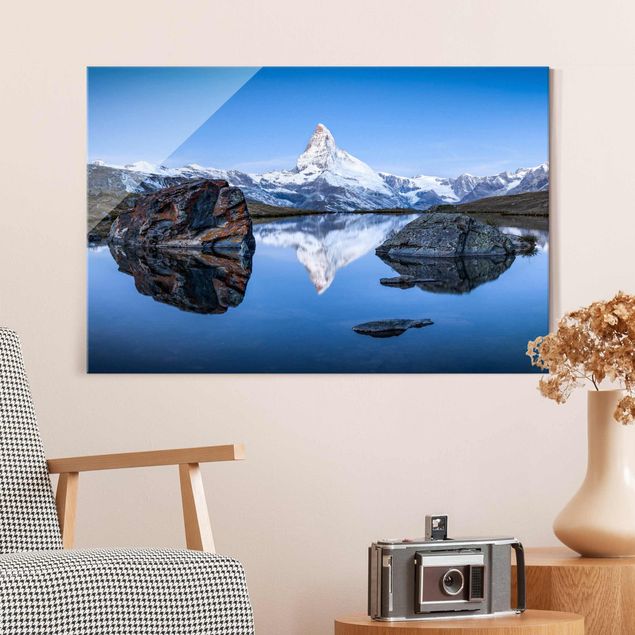 Obrazy na szkle architektura i horyzont Jezioro Stelli przed Matterhornem