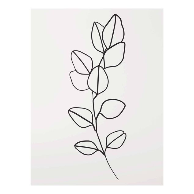 Obrazy nowoczesny Line Art Gałązka liści czarno-biały