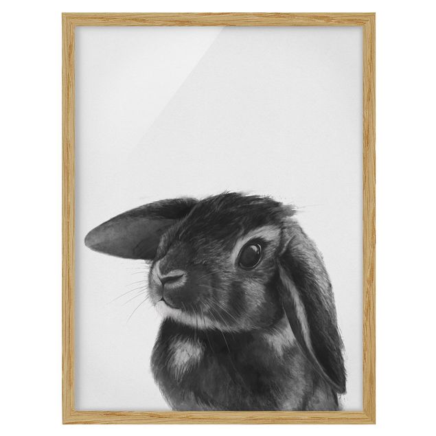 Obrazy w ramie do kuchni Ilustracja królik czarno-biały rysunek
