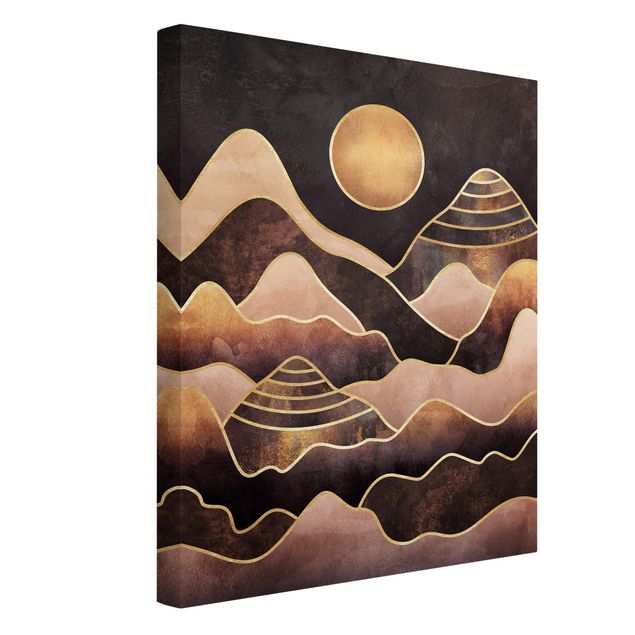 Abstrakcja obraz Złote słońce abstrakcyjne góry