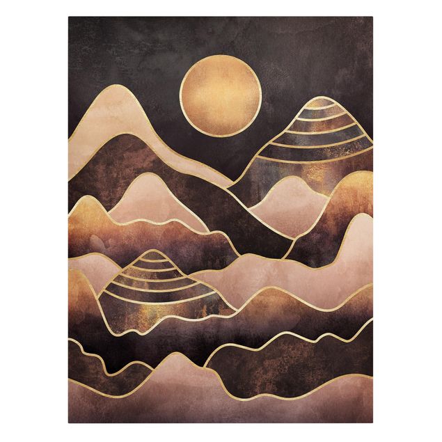 Obrazy nowoczesny Złote słońce abstrakcyjne góry