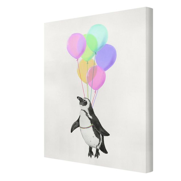 Obrazy ptaki na płótnie Ilustracja pastelowych balonów w kształcie pingwina