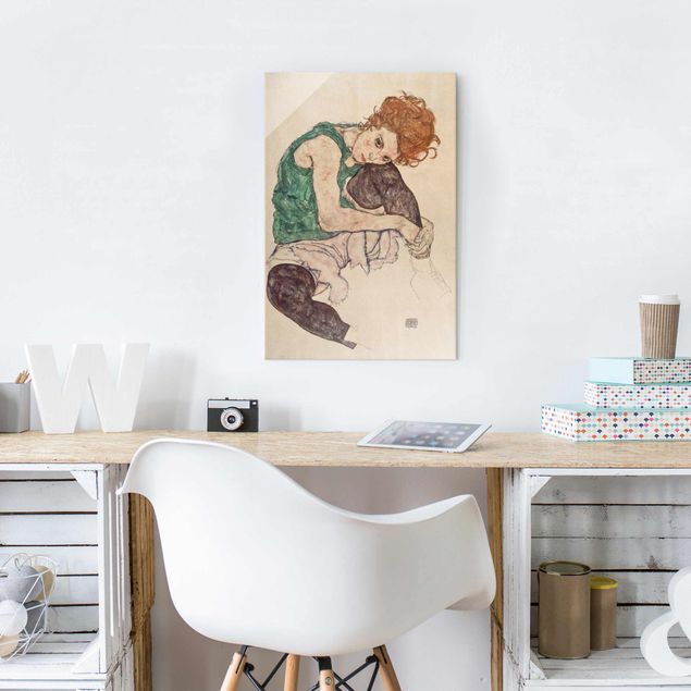 Dekoracja do kuchni Egon Schiele - Siedząca kobieta z podniesionym kolanem