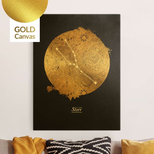 Obrazy nowoczesny Znak zodiaku Taurus Szare złoto