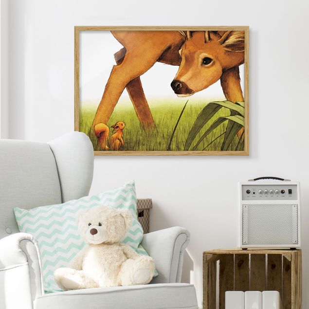 Obrazy w ramie dla dzieci Jednorożec spotyka jelenia