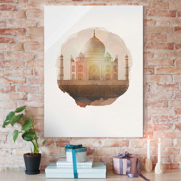 Glas Magnettafel Akwarele - Tadż Mahal