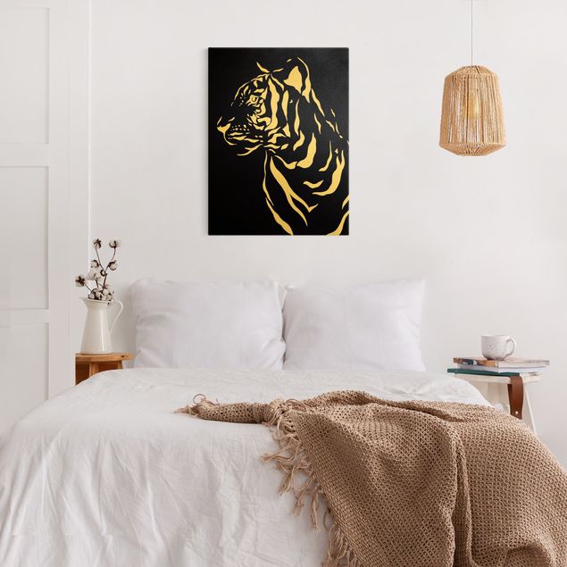 Obrazy na płótnie zwierzęta Safari Zwierzęta - portret tygrysa Czarny
