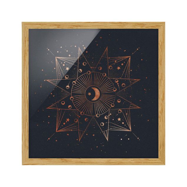 Obrazy w ramie do kuchni Astrologia Księżyc Magia Niebieskie Złoto
