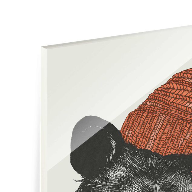 Obrazy nowoczesne Ilustracja Niedźwiedź z czerwoną czapką Rysunek