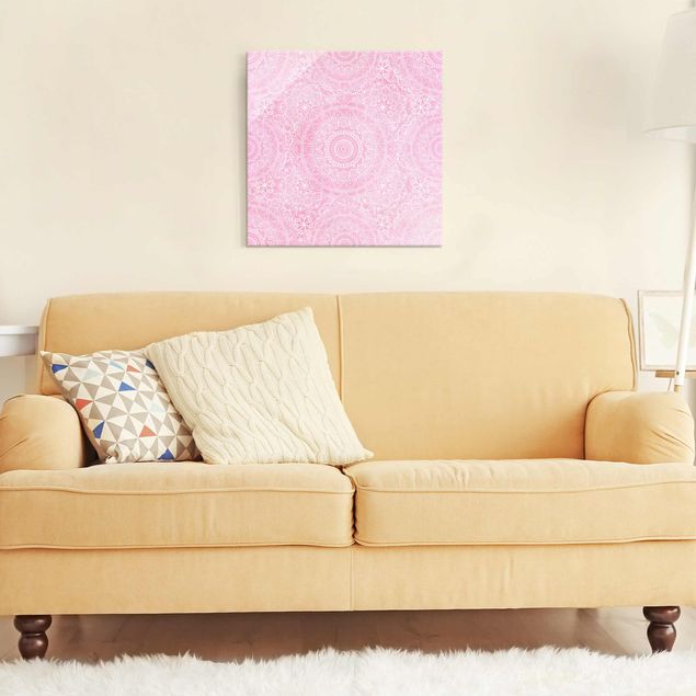 Obrazy na szkle duchowość Wzór Mandala Pink