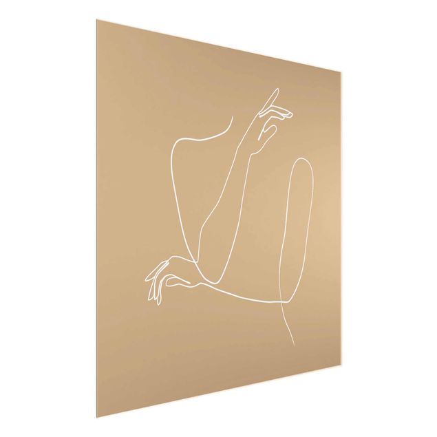 Obrazy do salonu nowoczesne Line Art Ręce kobiety beżowy
