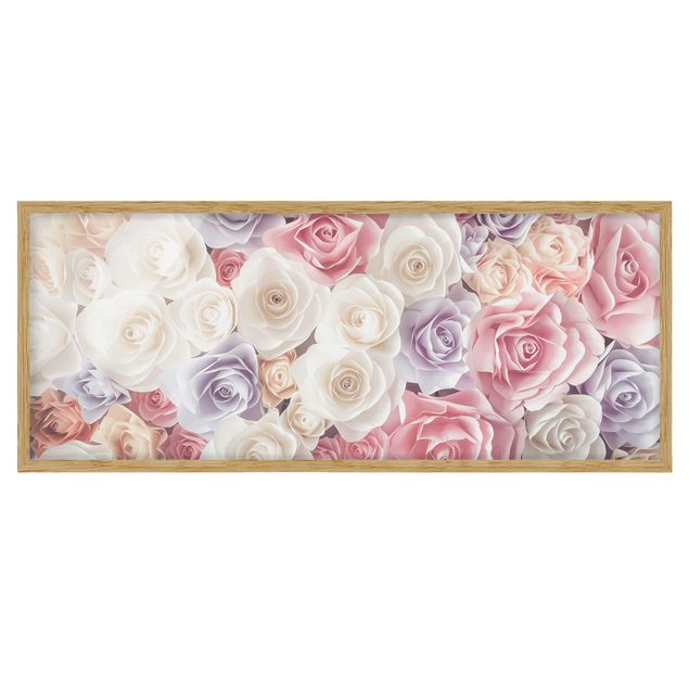 Obrazy w ramie do kuchni Pastelowe papierowe róże artystyczne