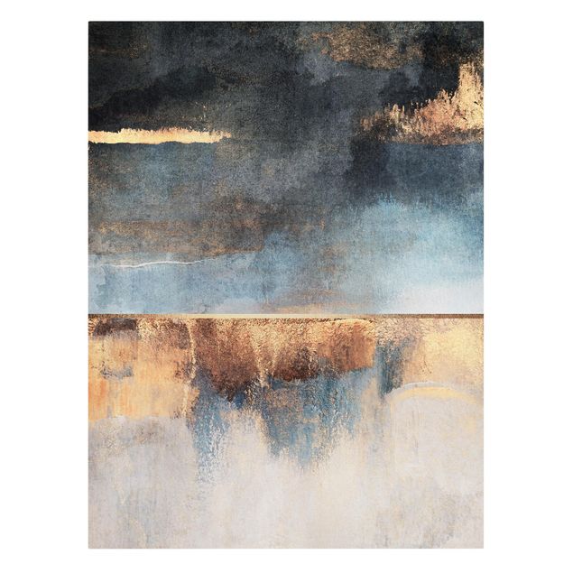 Obrazy na płótnie abstrakcja Abstrakcyjny brzeg jeziora w kolorze złotym