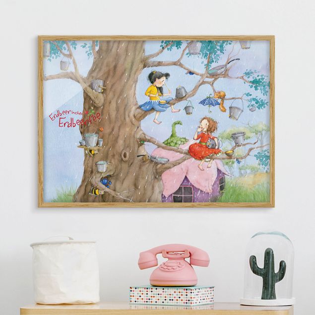 Obrazy w ramie dla dzieci Truskawkowa wróżka - Pada deszcz