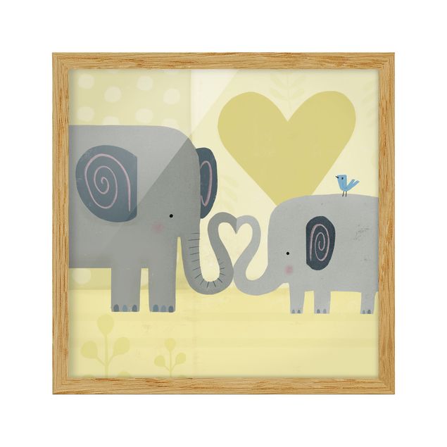 Obrazy w ramie do łazienki Mama i ja - Słonie