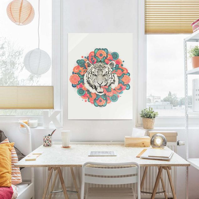 Obrazy na szkle artyści Ilustracja tygrysa Rysunek mandala paisley