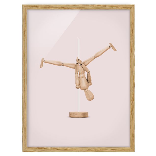 Obrazy w ramie do łazienki Poledance z figurą drewnianą