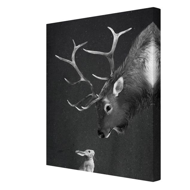 Obrazy jeleń Ilustracja Jeleń i zając Czarno-biały obraz