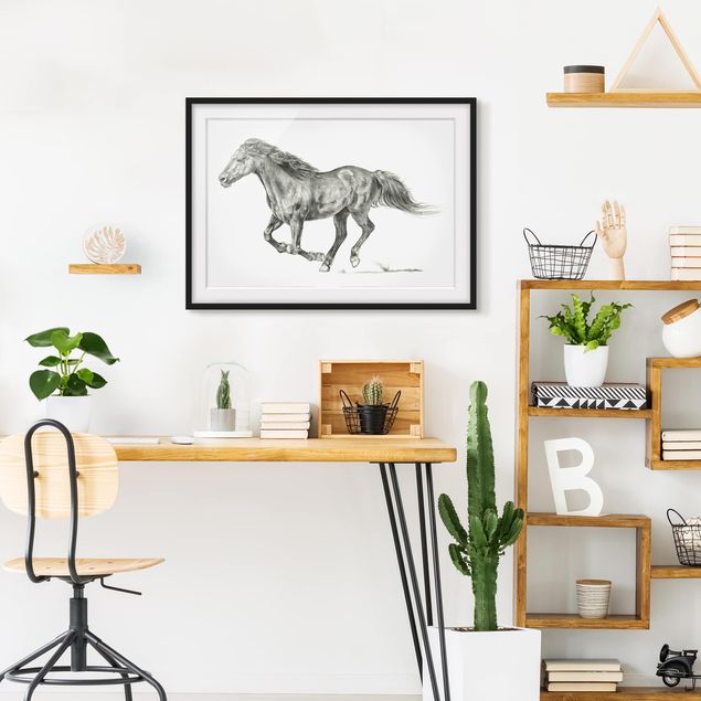 Obrazy w ramie do łazienki Badanie dzikich koni - klacz