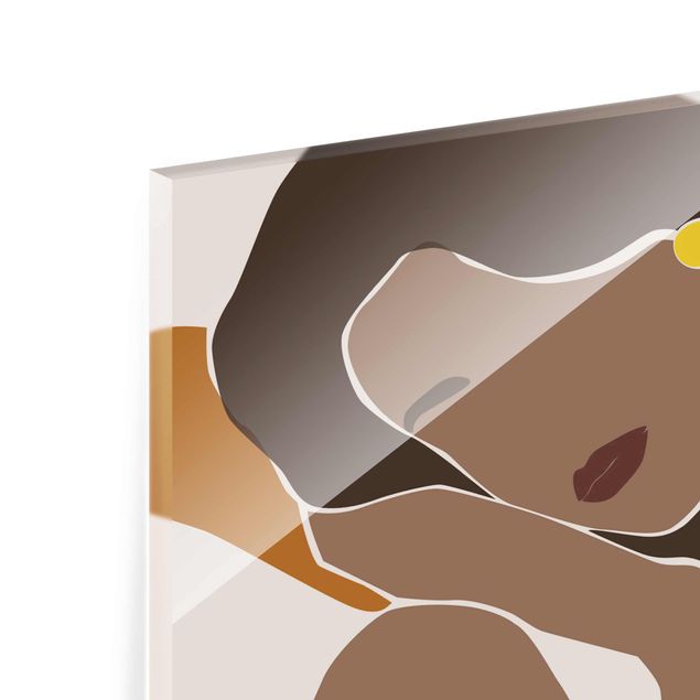 Obraz brązowy Line Art Kobieta Brązowy Beżowy