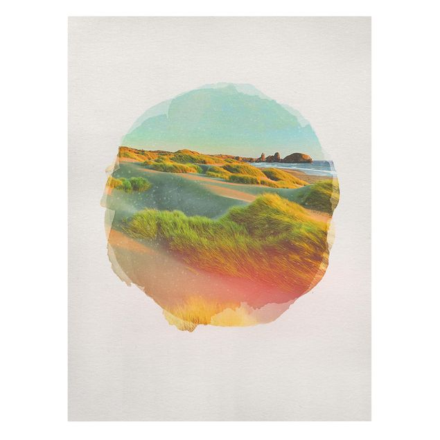 Obrazy z morzem Akwarele - Wydmy i trawy nad morzem