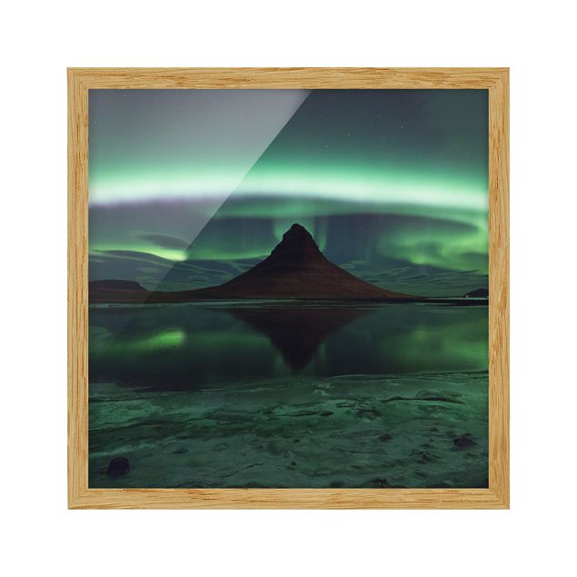 Obrazy w ramie do łazienki Światło polarne na Islandii
