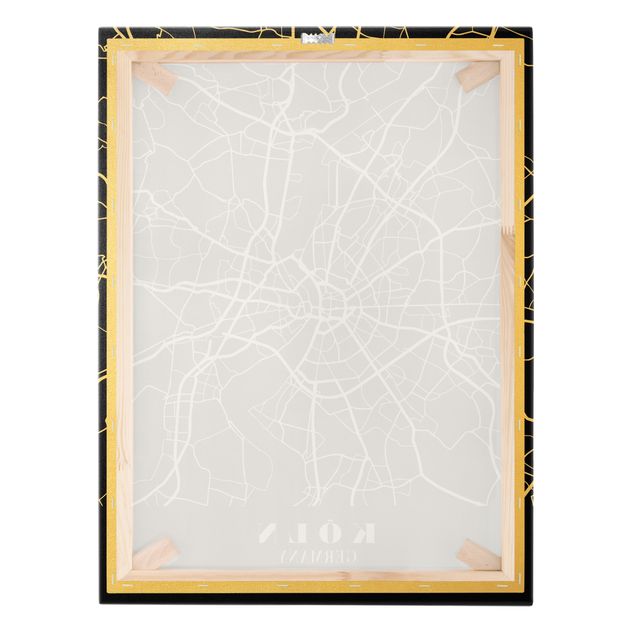 Obraz na płótnie Mapa miasta Kolonia - Klasyczna czerń