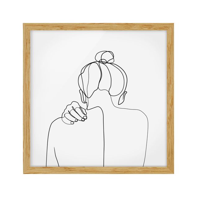 Obrazy w ramie do łazienki Line Art Kobieta na szyi czarno-biały