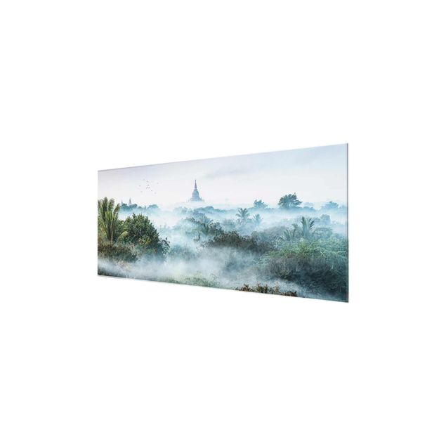 Obrazy do salonu nowoczesne Poranna mgła nad dżunglą Bagan