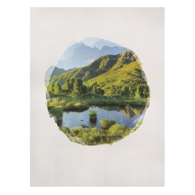 Obrazy jeleń Akwarele - widok z Hirschbichl na dolinę Defereggen