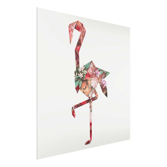 Obrazy do salonu Origami Flamingo