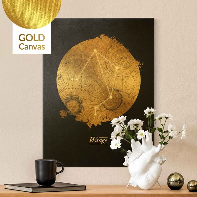 Obrazy nowoczesne Znak zodiaku Libra Szare złoto