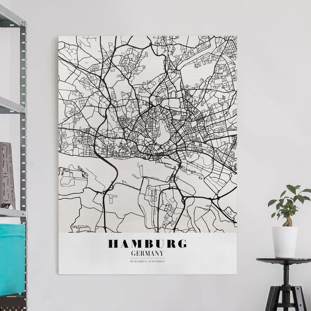 Dekoracja do kuchni Mapa miasta Hamburg - Klasyczna